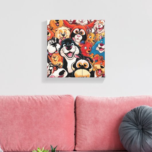 Glimlach rondom het dier canvas afdruk (Insitu (Woonkamer))