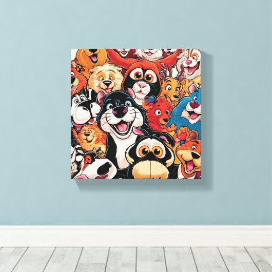 Glimlach rondom het dier canvas afdruk (Insitu (Houten vloer))