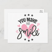 Glimlach Roze Hart Liefde Hartjes Denk Aan Jou Hal Aankondigingskaart (Voorkant / Achterkant)