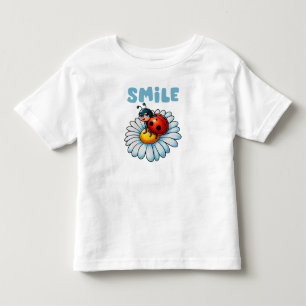 Glimlach, Schattige lieveheersbeestje op een Daisy Kinder Shirts