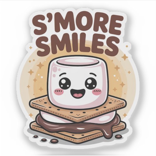 Glimlach Schattigee marshmallow tussen chocolade Sticker (Voorkant)