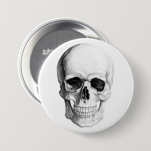 glimlach schedel ronde button 7,6 cm (Voorkant /achterkant)