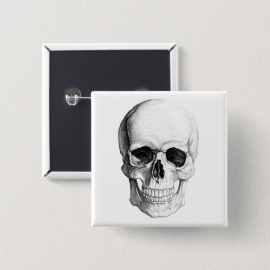 glimlach schedel vierkante button 5,1 cm (Voorkant /achterkant)