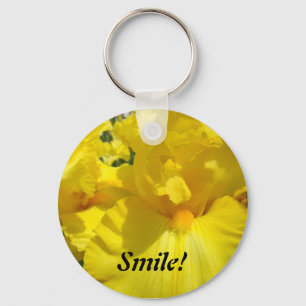 Glimlach! sleutelhanger Gele Iris Bloemen Tuin