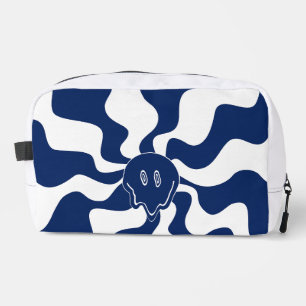 Glimlach smelt in blauw en wit toilettasje