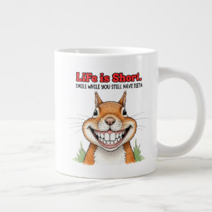 Glimlach terwijl je nog tanden hebt grappige eekho grote koffiekop