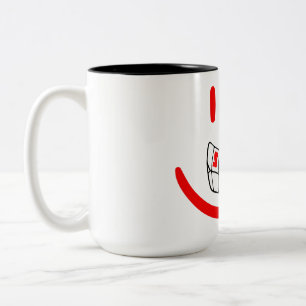 glimlach tweekleurige koffiemok