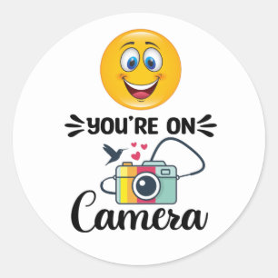 Glimlach! U staat op camera Ronde Sticker