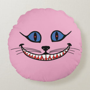 Glimlach van de Cheshire Cat ROZE Rond Kussen