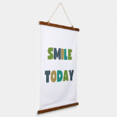 Glimlach vandaag. Houten wandtapijt hanger Hangend Wandkleed (Gebogen)
