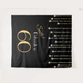 Glimlach Verjaardag Zwart Goud Fotobooth Achtergro Wandkleed (Voorkant (horizontaal))