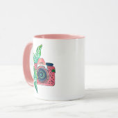 Glimlach Vintage Roze Camera Mok (Voorkant links)