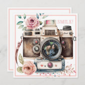 glimlachen | camera Birthday-fotokaart (Voorkant / Achterkant)