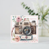 glimlachen | camera Birthday-fotokaart (Staand voorkant)