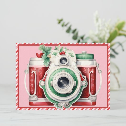glimlachen |  Camera Kerstmis Fotokaart (Staand voorkant)