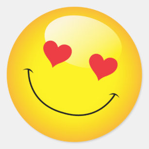 glimlachen Cute Emoji Emoticon Love Heart Eyes Ronde Sticker