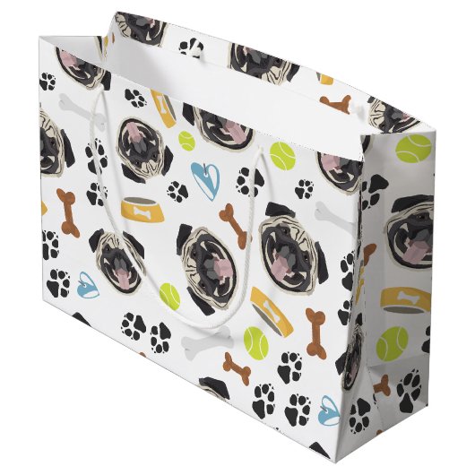 glimlachen Dog Pug Groot Cadeauzakje (Achterkant Gekanteld)
