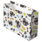 glimlachen Dog Pug Groot Cadeauzakje (Voorkant Gekanteld)