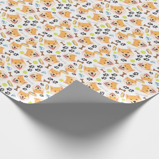 glimlachen Dog Shiba Inu Cadeaupapier (Hoek)