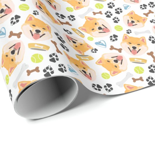glimlachen Dog Shiba Inu Cadeaupapier (Rol Hoek)