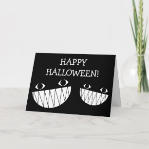 Glimlachen en ogen, zwarte Halloween wenskaart Kaart