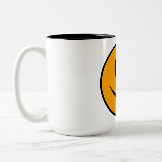 glimlachen Face Emoji Tweekleurige Koffiemok (Links)