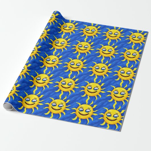 glimlachen Face Sunny Sun Cadeaupapier (Uitgerold)