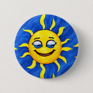 glimlachen Face Sunny Sun Ronde Button 5,7 Cm