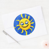 glimlachen Face Sunny Sun Ronde Sticker (Envelop)