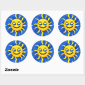 glimlachen Face Sunny Sun Ronde Sticker (Vel)