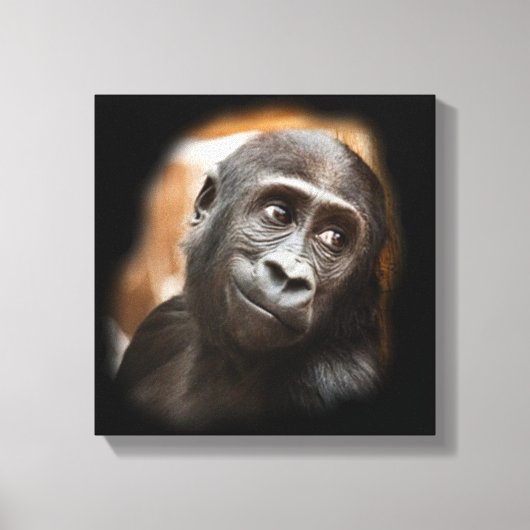 glimlachen gorilla baby canvas afdruk (Voorkant)