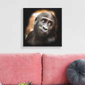 glimlachen gorilla baby canvas afdruk (Insitu (Woonkamer))