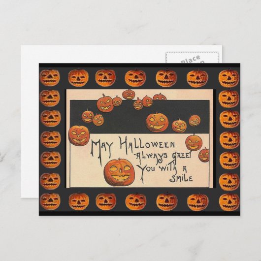  glimlachen Halloween Jack o'Lantern Briefkaart (Voorkant / Achterkant)