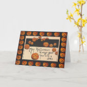 glimlachen Halloween Jack o'Lantern Kaart (Gele Bloem)