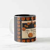  glimlachen Halloween Jack o'Lantern Tweekleurige Koffiemok (Voorkant links)