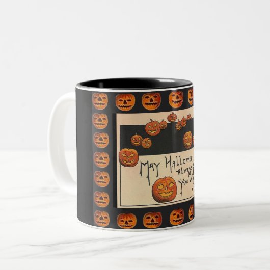  glimlachen Halloween Jack o'Lantern Tweekleurige Koffiemok (Voorkant links)