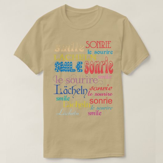 glimlachen in verschillende talen t-shirt (Design voorkant)