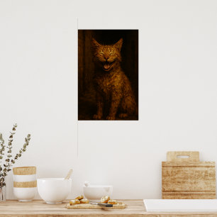 Glimlachen is gratis: grijnzende steegpoes poster