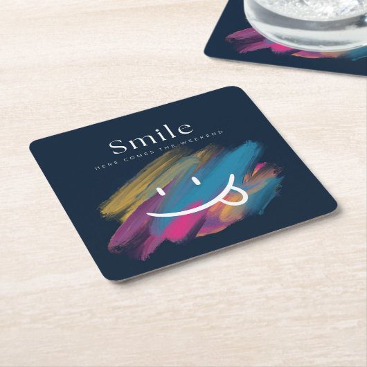 glimlachen kartonnen onderzetters (Schuin)