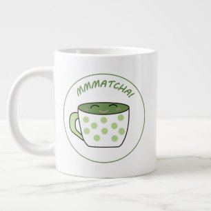 glimlachen Kawaii Matcha Grote Koffiekop