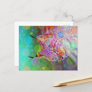 glimlachen, kleurrijke lynx - abstract briefkaart