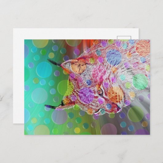 glimlachen, kleurrijke lynx - abstract briefkaart (Voorkant / Achterkant)