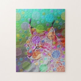 glimlachen, kleurrijke lynx - abstract legpuzzel