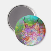 glimlachen, kleurrijke lynx - abstract magneet (Voorkant / Achterkant)