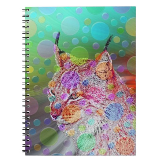 glimlachen, kleurrijke lynx - abstract notitieboek (Voorkant)