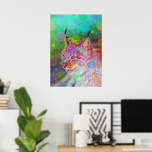 glimlachen, kleurrijke lynx - abstract poster (Thuiskantoor)