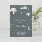 glimlachen maansterren Baby shower per postuitnodi (Staand voorkant)