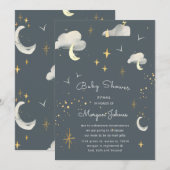 glimlachen maansterren Baby shower per postuitnodi (Voorkant / Achterkant)