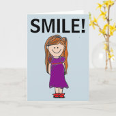 GLIMLACHEN! MEISJE VERJAARDAGSKAART KAART (Gele Bloem)