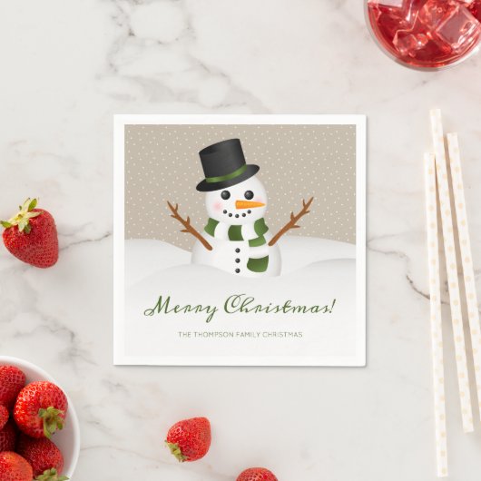 glimlachen met Snowman en naam Kerstmis Servetten (Insitu)